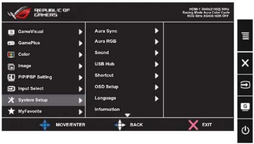 ASUS ROG Strix XG438Q - System Setup (Opsætning af system) - 1
