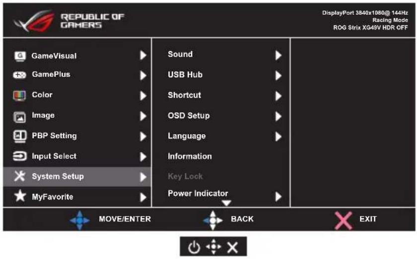 ASUS ROG Strix XG49VQ - System Setup (Opsætning af system) - 1