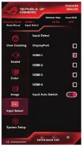 ASUS ROG Swift PG65UQ - Input Select (Valg af input) - 1