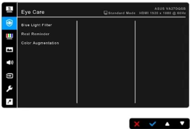 Eye Care Blue Light Filter Rest Reminder Color Augmentation ASUS VA27DQSB Standard Mode HDMI 1920 x 1080 @ 60Hz