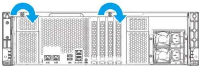 Front view of a server rack with multiple drive bays and ventilation slots (no text or labels visible)