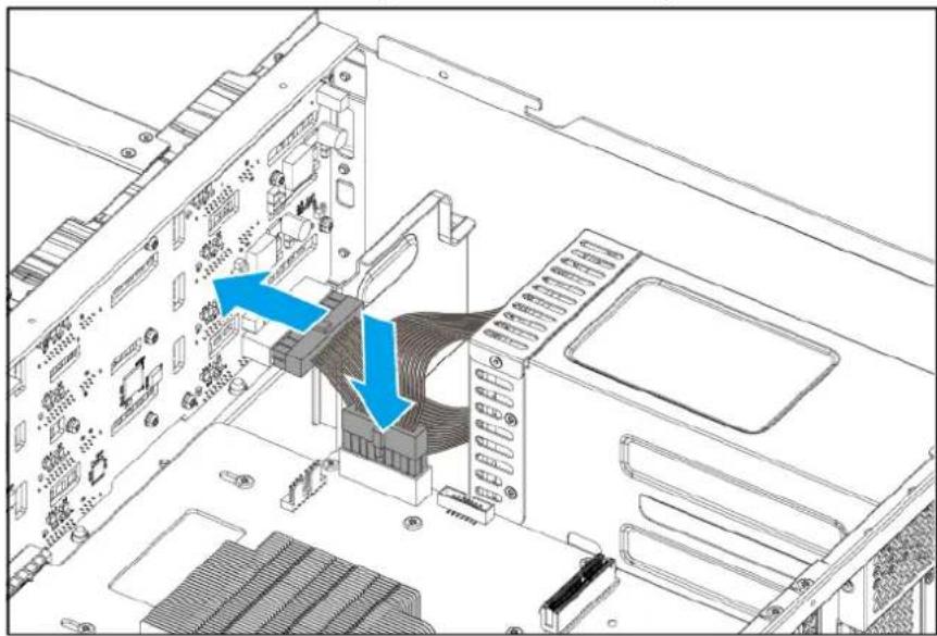 Diagram of a computer tower internal structure showing CPU socket, drive bays, and ventilation ducts (no text or labels)