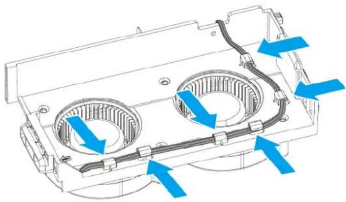 Technical diagram of a mechanical component with blue arrows indicating directional flow or movement (no text or symbols present)