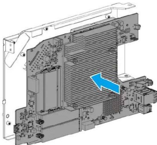 3D diagram of an electronic device showing internal components and a blue arrow indicating a specific area (no text or symbols present)