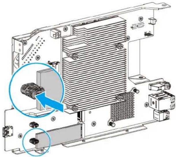 Technical diagram of an electronic device showing internal components and a highlighted connector (no text or symbols present)