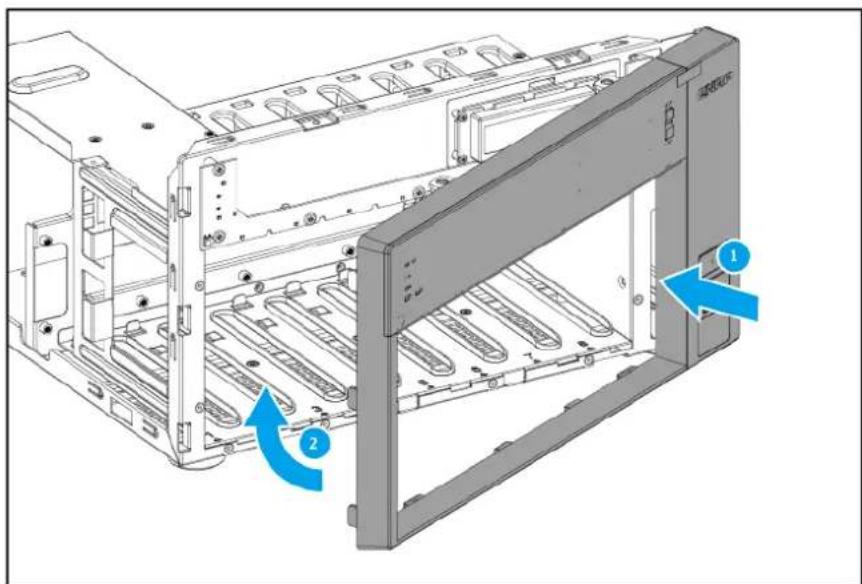 Technical diagram of a server rack with labeled components and directional arrows indicating movement or flow.
