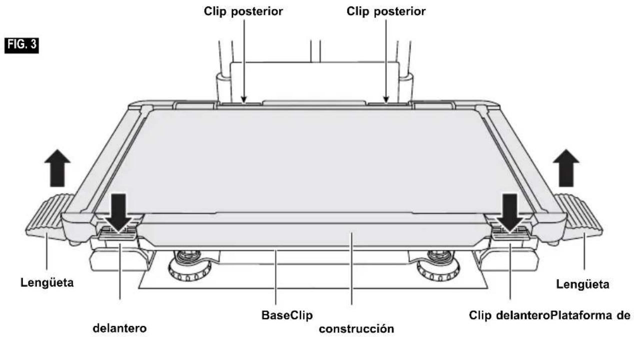 Clip posterior Clip posterior Lengüeta delantero BaseClip construcción Lengüeta Clip delanteroPlataforma de FIG. 3