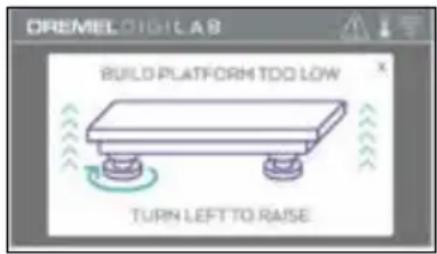CREMEL DIGIL LAB BUILD PLATFORM TOO LOW TURN LEFT TO RAISE