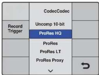 Record Trigger CodecCodec Uncomp 10-bit ProRes HQ ProRes ProRes LT ProRes Proxy ✓