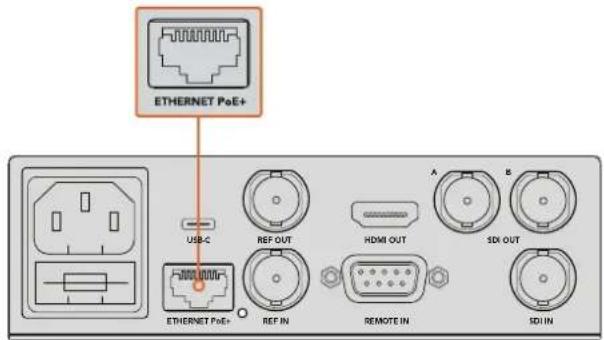 ETHERNET PoE+ USB-C REF OUT HDMI OUT A B SDI OUT ETHERNET PoE+ REF IN REMOTE IN SDI IN