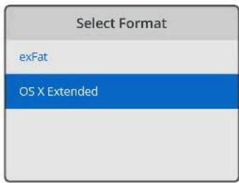 Select Format exFat OS X Extended