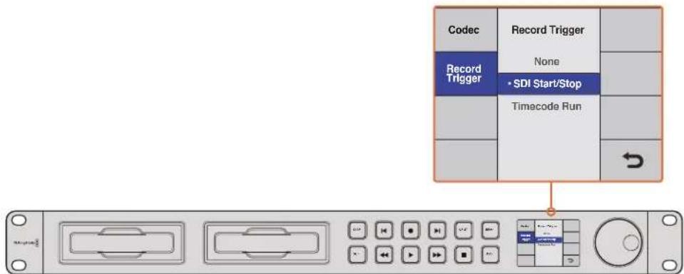 Codec Record Trigger None • SDI Start/Stop Timecode Run