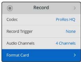 Blackmagic Design HyperDeck Studio Mini - Formater un support sur un HyperDeck : - 2