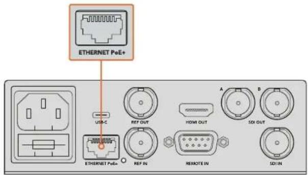 ETHERNET PoE+ USB-C REF OUT HDMI OUT A B SDI OUT ETHERNET PoE+ REF IN REMOTE IN SDIN