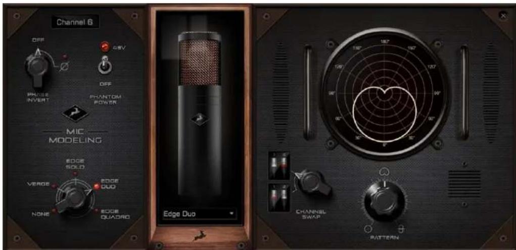 Channel 6 OFF 0.0V PHASE INVERT PHANTOM POWER MIC MODELING EDGE SOLD VERDE EDGE DUD NONE EDGE QUADRO Edge Duo 180° 190° 120° 130° 90° 80° CHANNEL SWAP PATTERN