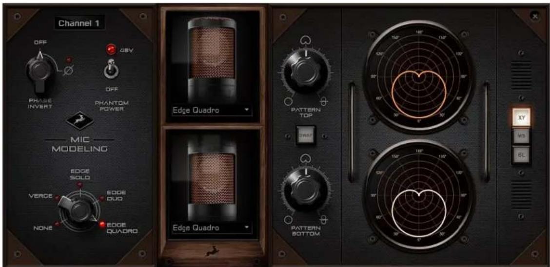 Channel 1 OFF 48V PHASE INVERT OFF PHANTOM POWER MIC MODELING EDGE SOLD VERDE EDGE DUD NONE EDGE QUADRO Edge Quadro PATTERN TOP SWAP Edge Quadro PATTERN BOTTOM XY MS SL