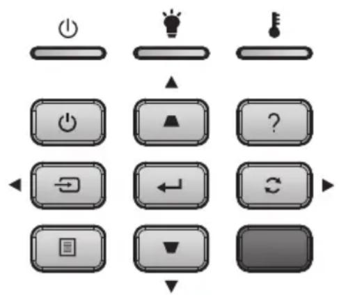 User interface navigation panel with icons for function, lightbulb, key, and control buttons