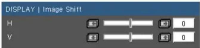 DISPLAY | Image Shift H 0 V 0