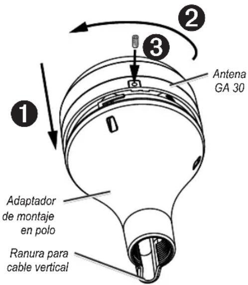 Antena GA 30 Adaptador de montaje en polo Ranura para cable vertical