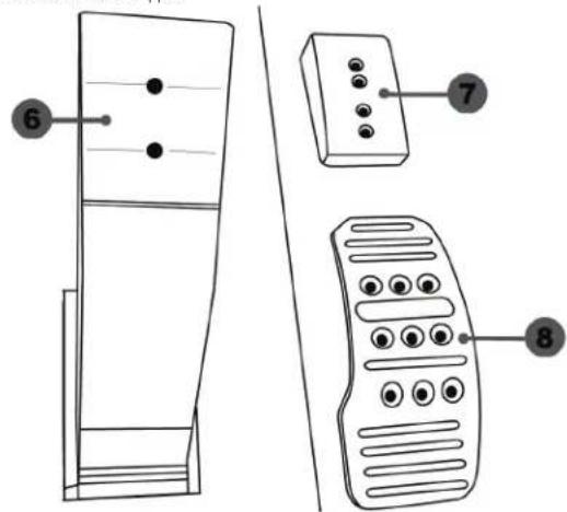Diagram showing three labeled components of a refrigerator with numbered parts and control buttons