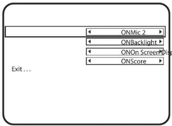 ONMic 2 ONBacklight ONOn Screen Disp ONScore Exit...