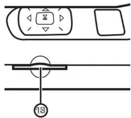 Diagram showing car control panel with directional arrows and a numbered component labeled '13'