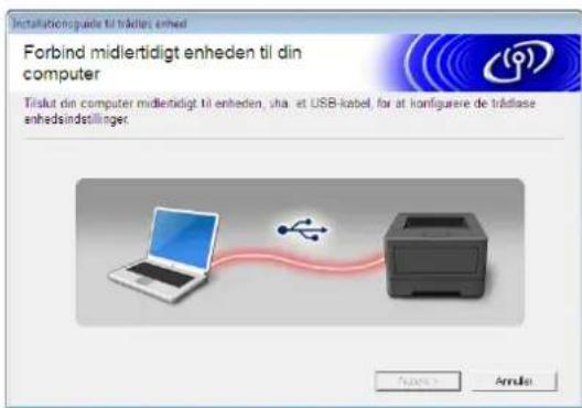 Forbind midlertidigt enheden til din computer Triskut din computer midlertidigt til enheden, uha. et USB-kabel, for at ionfigurare de trädlase enhadsindstillinger.