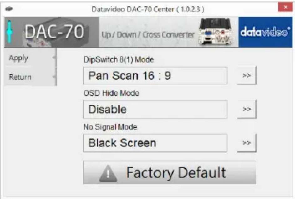 DataVideo DAC-70 - DIP Switch PIN 8 - 1