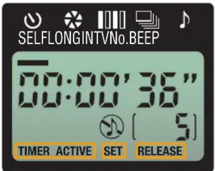 SELFLONGINTVNo.BEEP 00:00' 36" [ 5] TIMER ACTIVE SET RELEASE