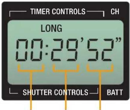 TIMER CONTROLS CH LONG 00:29'52" SHUTTER CONTROLS BATT