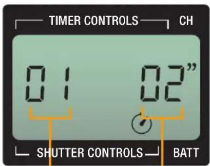 TIMER CONTROLS CH 01 02" SHUTTER CONTROLS BATT