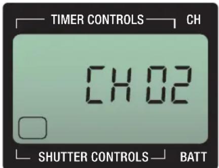 TIMER CONTROLS CH CH02 SHUTTER CONTROLS BATT