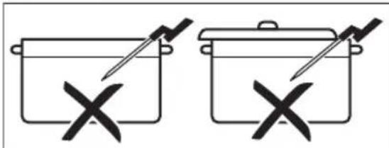 Diagram showing two cooking pots with crossed X marks indicating cooking resistance or failure