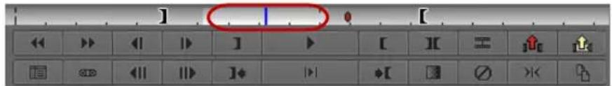 Screenshot of a software toolbar with playback controls and a red circle highlighting the play button.