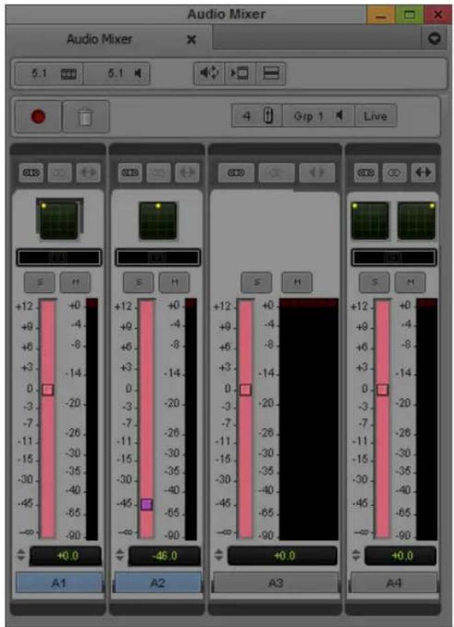 Audio Mixer Audio Mixer 5.1 5.1 4 Gtp 1 Live +12 +0 -9 -4 +8 -8 +3 -14 0 -20 -3 -7 -7 -26 -11 -30 -15 -35 -30 -40 -45 -85 -∞ -90 +0.0 A1 A2 A3 A4 +12 +0 -9 -4 +8 -8 +3 -14 0 -20 -3 -7 -7 -26 -11 -30 -15 -35 -30 -40 -45 -85 -∞ -90 +0.0 +12 +0 -9 -4 +8 -8 +3 -14 0 -20 -3 -7 -7 -26 -11 -30 -15 -35 -30 -40 -45 -85 -∞ -90