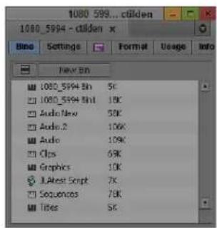1080_599...ctlden 1080_5994 - ctlden x File Settings Format Usage Info New En 1080_5994 Bn 5C 1080_5994 Bht 18C Audio New 53K Audio.2 106K Audio 109K Clips 69K Graphics 10K JLatest Script 7K Sequences 73K Tiles 5C