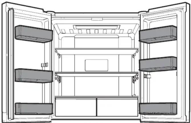 WHIRLPOOL WQ9 B1L - Compartimentele de pe uşa frigiderului - 1