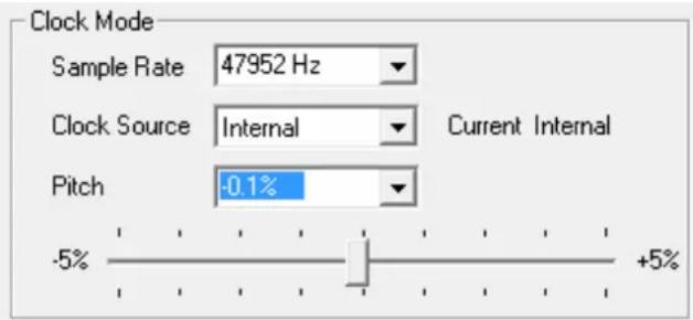 Clock Mode Sample Rate 47952 Hz Clock Source Internal Current Internal Pitch -0.1% -5% +5%