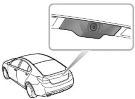 Line drawing of a car with a close-up inset showing a camera lens (no text or symbols)