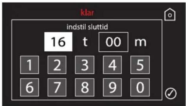 klar indstil sluttid 16 t 00 m 1 2 3 4 5 6 7 8 9 0