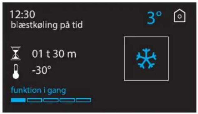12:30 blæstkøling på tid 01 t 30 m -30° funktion i gang 3°
