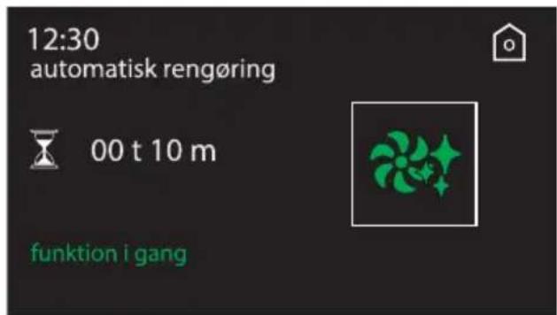 12:30 automatisk rengøring 00 t 10 m funktion i gang