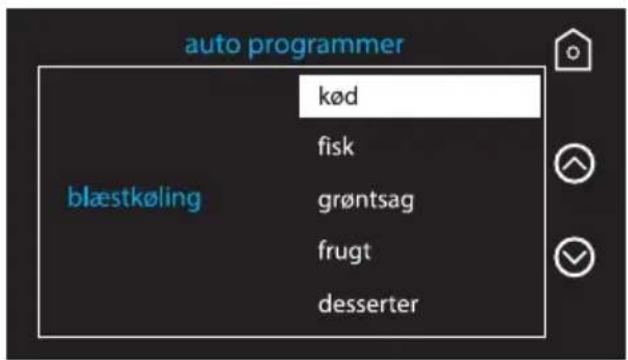 auto programmer kød fisk grøntsag frugt desserter blæstkøling