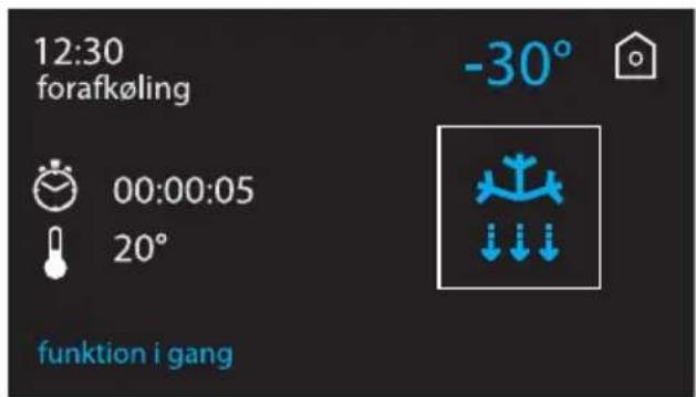 12:30 forafkøling -30° 00:00:05 20° funktion i gang