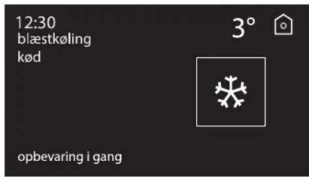 12:30 blæstkøling kød 3° opbevaring i gang