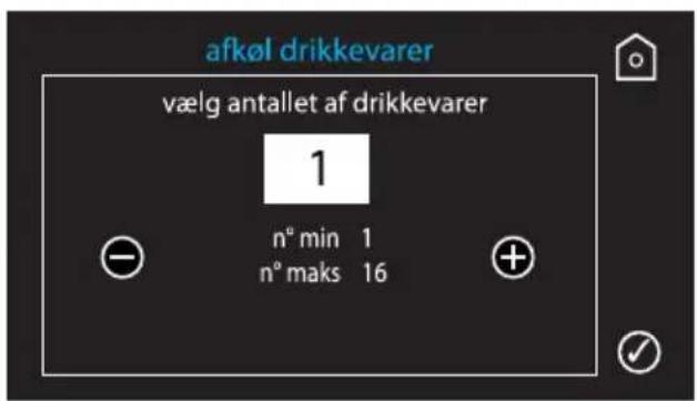 afkøl drikkevarer vælg antallet af drikkevarer 1 n° min 1 n° maks 16