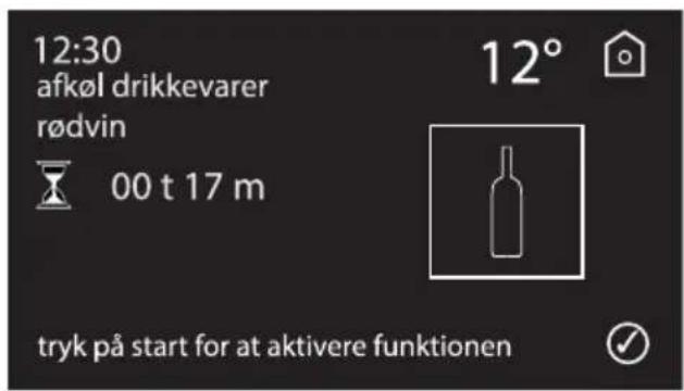 12:30 afkøl drikkevarer rødvin 00 t 17 m 12° tryk på start for at aktivere funktionen