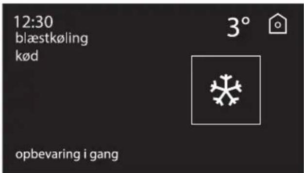 12:30 blæstkøling kød 3° opbevaring i gang