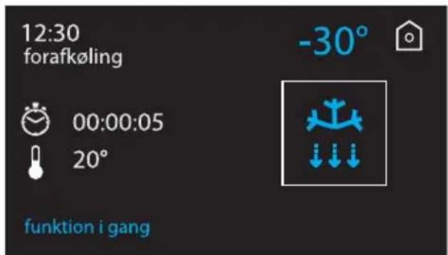 12:30 forafkøling -30° 00:00:05 20° funktion i gang