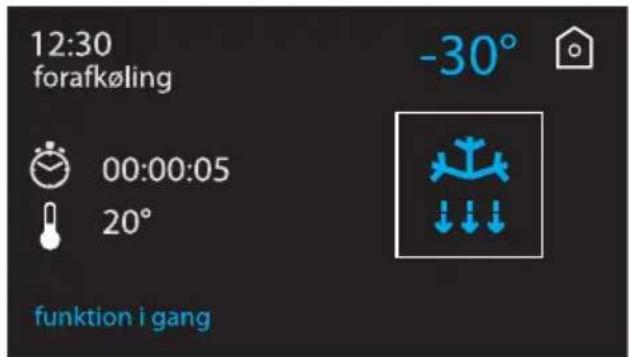 12:30 forafkøling -30° 00:00:05 20° funktion i gang